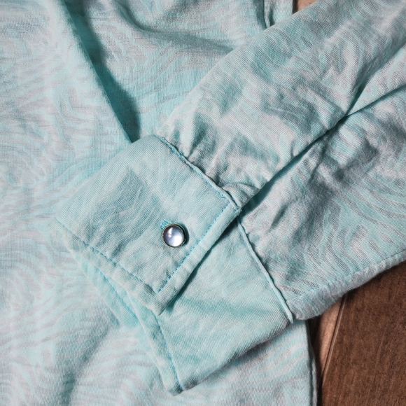 NWT Roper Blue Sequin Pearl Snap Button Down Shirt Women's Size XL - Picture 10 of 16